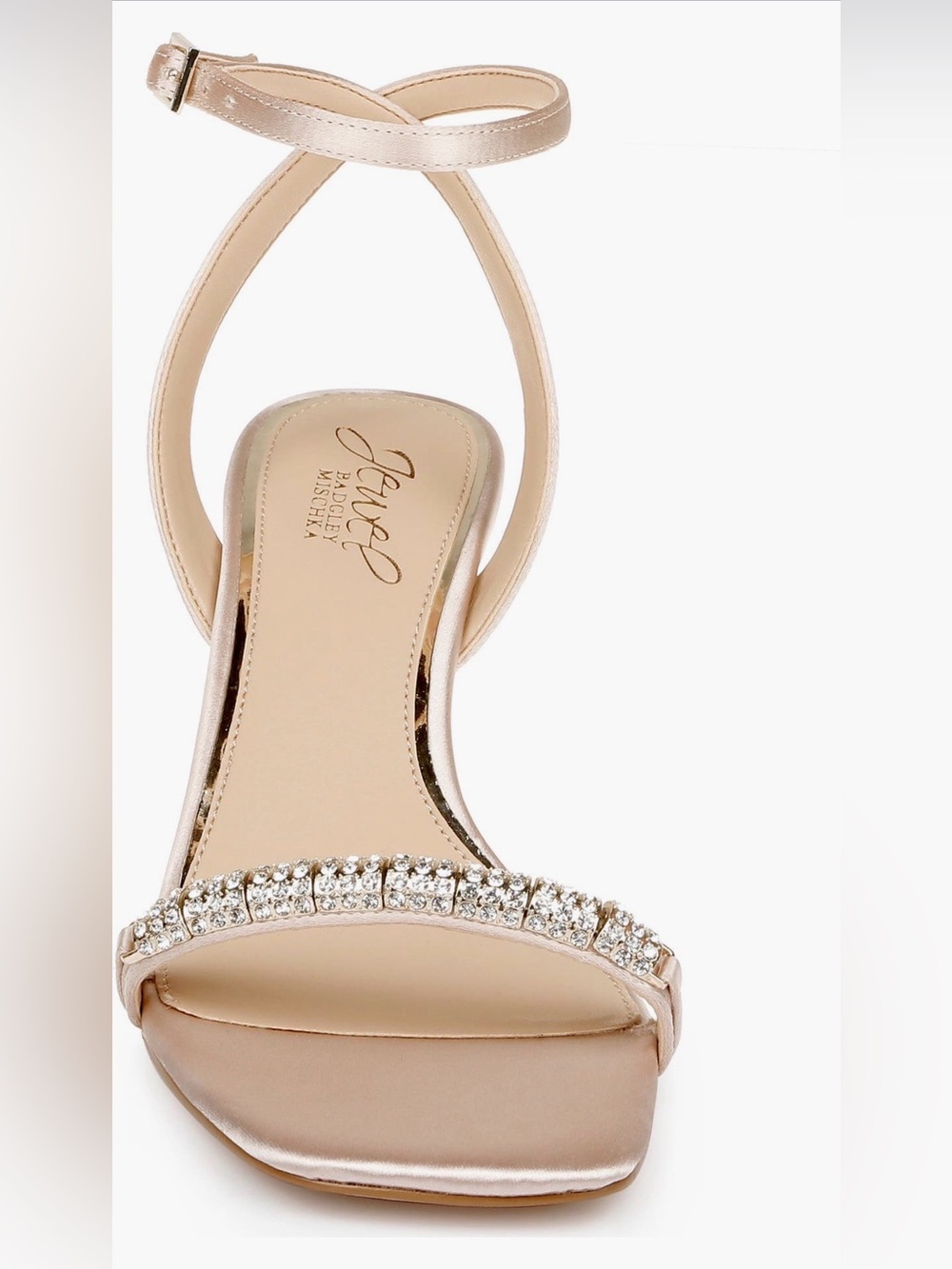 Jewel Badgley Mischka Charisma Kitten Heel Ankle Strap Sandal - Blush Satin